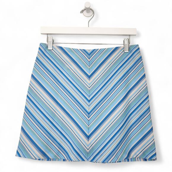 Vintage Dresses & Skirts - Vintage Y2K 90s 579 Blue Green Striped Mini Skirt Retro Indie Bratz Size 4